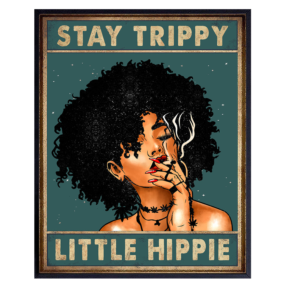 pothead posters Trippy Wall Decor - Stay Trippy Little Hippie Wall Art