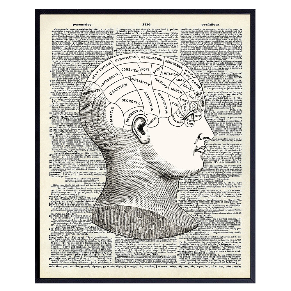 Phrenology Upcycled Dictionary Wall Art Print - Vintage 8x10 Unframed Photo - Great Gift for Steampunk and Human Anatomy Lovers - Cool Home Decor