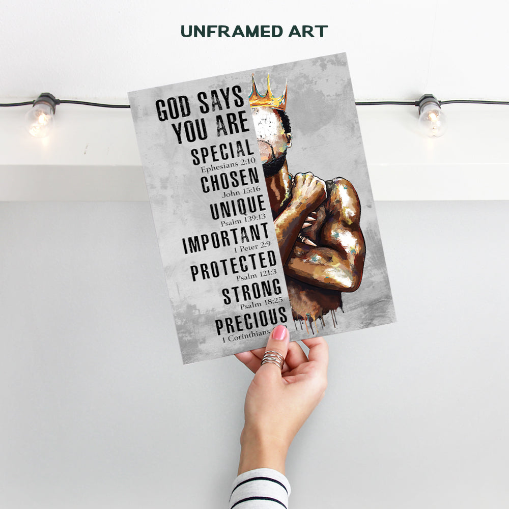 Black Art for African American Men - Christian Gifts for Men - Inspirational Bible Verses - spiritual Decor for Man cave, Office - Psalm 91 Wall Art - Motivational Religious Scripture Wall Art