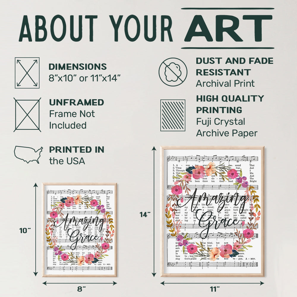 Amazing Grace Sheet Music - Amazing Grace Quote - Music Wall Decor - Music Wall Art - Inspirational Wall Art - Religious Gifts - How Sweet The Sound - Christian Wall Decor