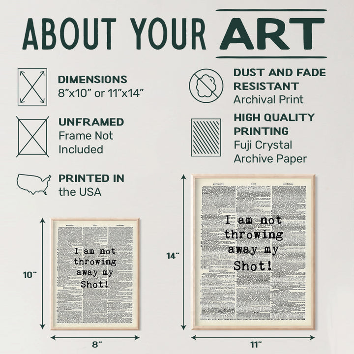 Poster, 8x10 Quote - Inspirational Wall Art Decor - Motivational Home Decoration for Bedroom, Office, Living Room - Gift for History Fans - Upcycled Dictionary Print - 8x10 Unframed print