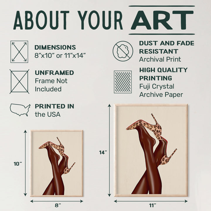 African American Wall Decor - Glam Designer Shoes High Fashion Wall Art - Fashion Design Poster - African American Women, Teen Girls, Black Women, Black Woman - Luxury Couture Poster - Black Culture