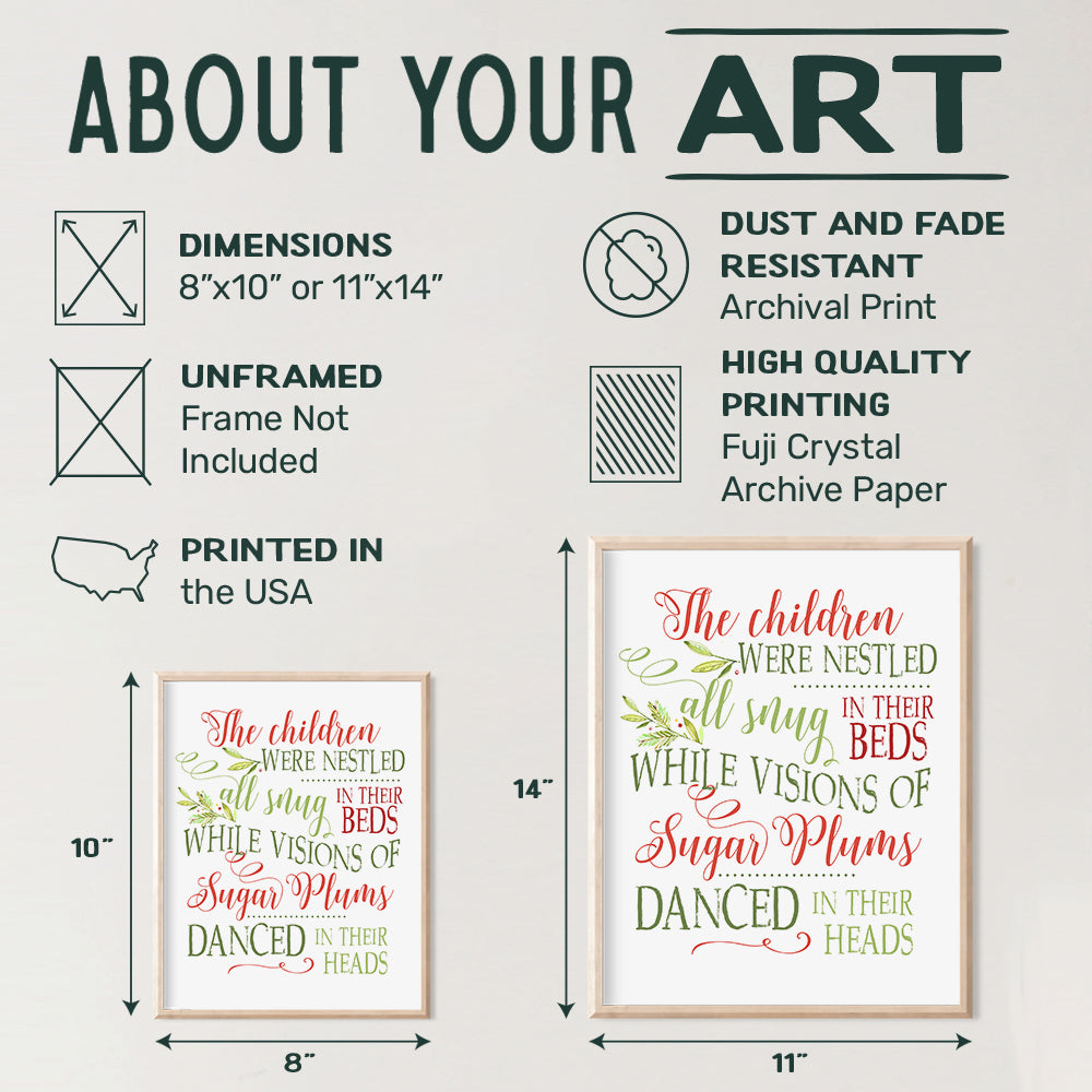 Twas The Night Before Christmas Xmas Decorations - Holiday Decorations - Santa Claus Decoration - Cute Christmas Decor - Christmas Decorations - Holiday Home Decor Wall Art