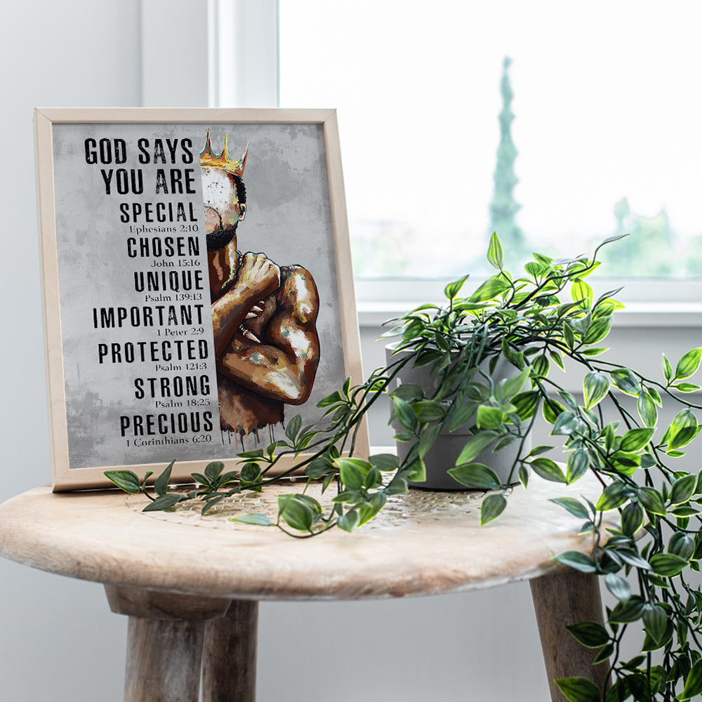 Black Art for African American Men - Christian Gifts for Men - Inspirational Bible Verses - spiritual Decor for Man cave, Office - Psalm 91 Wall Art - Motivational Religious Scripture Wall Art