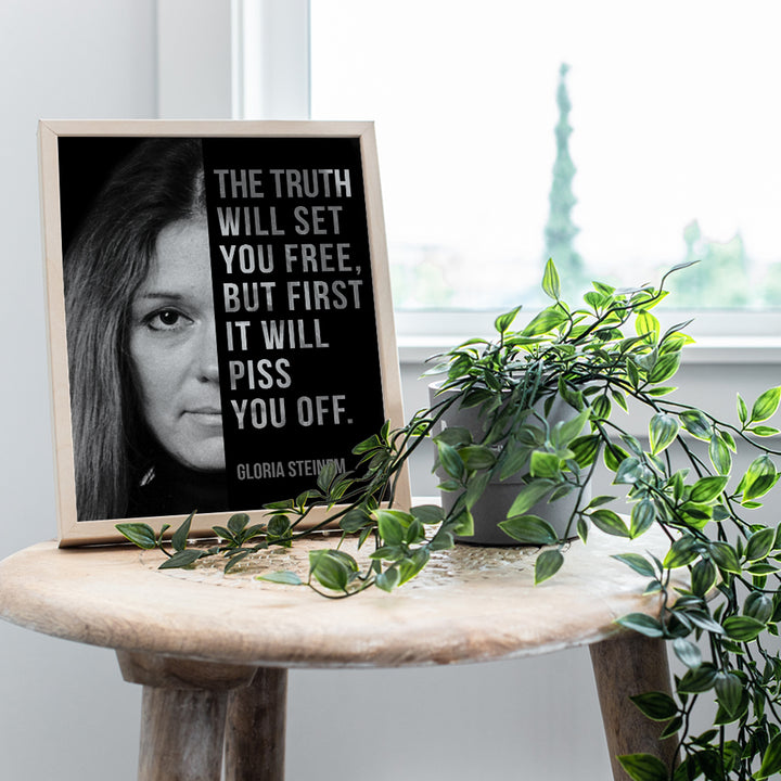 Gloria Steinem, Room Decor for Women - Home, Bedroom Wall Art Decoration - Feminist Gift for Her, Girlfriend, Wife, Gay, Lesbian, Woman - 8x10 UNFRAMED Famous Quote, Saying Poster Print