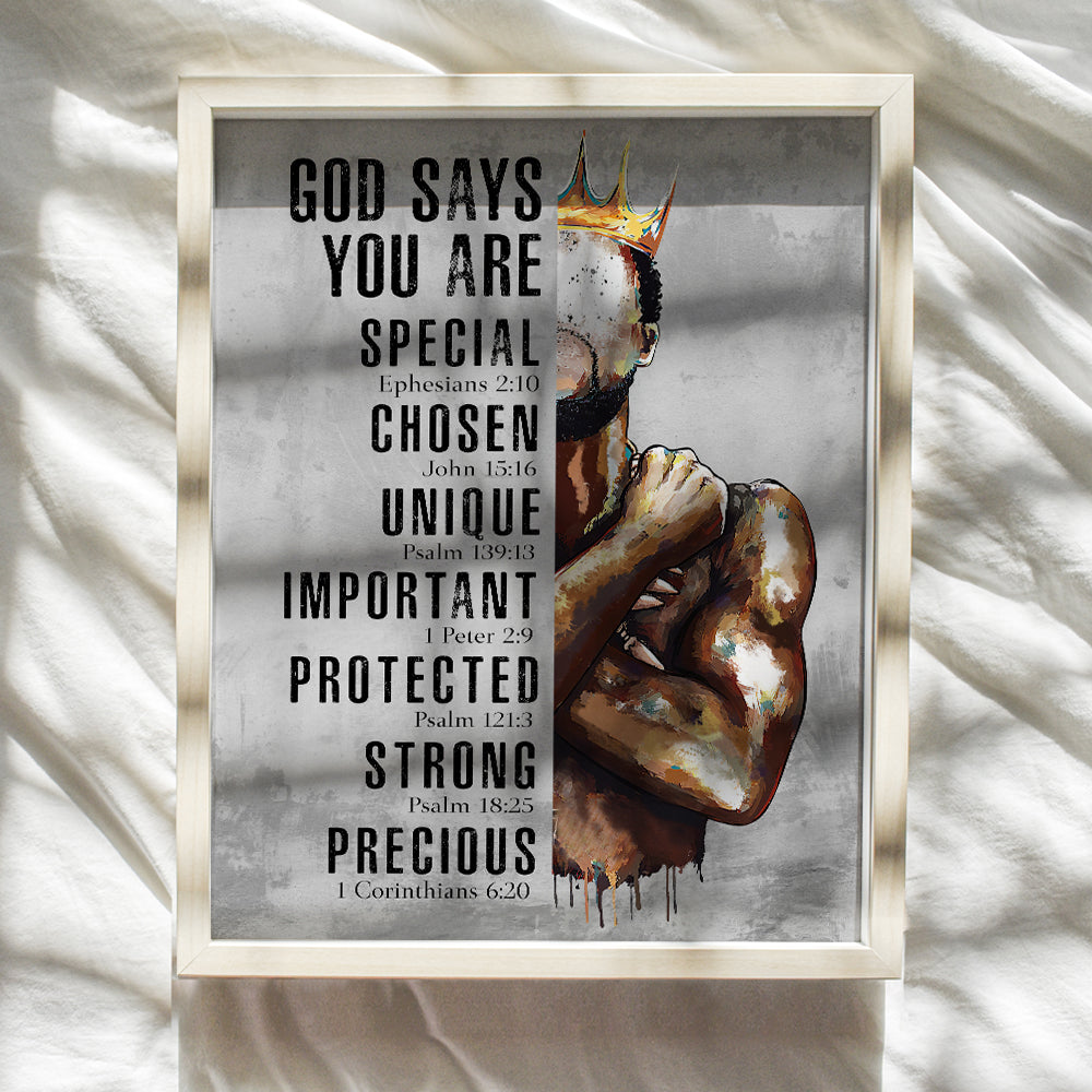 Black Art for African American Men - Christian Gifts for Men - Inspirational Bible Verses - spiritual Decor for Man cave, Office - Psalm 91 Wall Art - Motivational Religious Scripture Wall Art