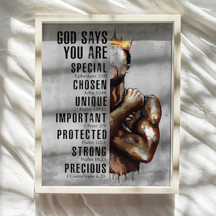 Black Art for African American Men - Christian Gifts for Men - Inspirational Bible Verses - spiritual Decor for Man cave, Office - Psalm 91 Wall Art - Motivational Religious Scripture Wall Art