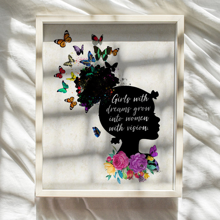 Black Girl Motivational Wall Art 11x14 - African American Art Print - Inspirational Quotes Poster - Kids Room, Little Girls Bedroom Decor - Teen Girls Room Wall Art - Daughter Gifts - Positive Sayings