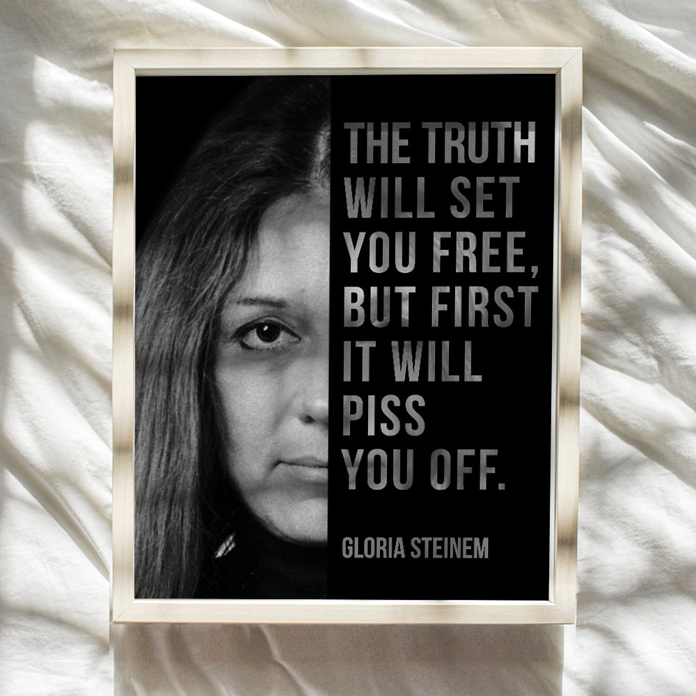 Gloria Steinem, Room Decor for Women - Home, Bedroom Wall Art Decoration - Feminist Gift for Her, Girlfriend, Wife, Gay, Lesbian, Woman - 8x10 UNFRAMED Famous Quote, Saying Poster Print