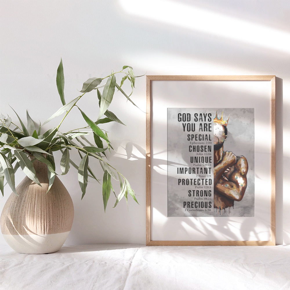 Black Art for African American Men - Christian Gifts for Men - Inspirational Bible Verses - spiritual Decor for Man cave, Office - Psalm 91 Wall Art - Motivational Religious Scripture Wall Art