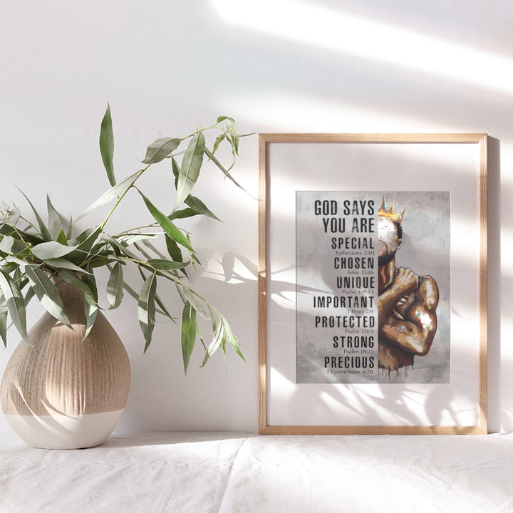 Black Art for African American Men - Christian Gifts for Men - Inspirational Bible Verses - spiritual Decor for Man cave, Office - Psalm 91 Wall Art - Motivational Religious Scripture Wall Art