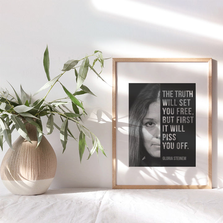 Gloria Steinem, Room Decor for Women - Home, Bedroom Wall Art Decoration - Feminist Gift for Her, Girlfriend, Wife, Gay, Lesbian, Woman - 8x10 UNFRAMED Famous Quote, Saying Poster Print