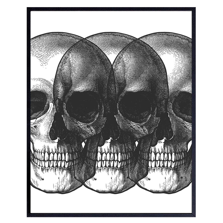 Contemporary Skulls Modern Pop Art Wall Decor Picture Print - Unique Gift for Steampunk, Hipster, Goth Fans, Men, Women, Teens - 8x 10 Room Decoration for Home, Apartment, Office, Bedroom, Bathroom