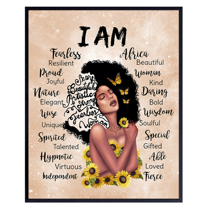 Black Girl Magic Positive Affirmations Wall Art - Black women Women's empowerment Motivational poster - Black Art - Afro African Americans Women - Inspiration Inspirational Wall Art & Decor UNFRAMED