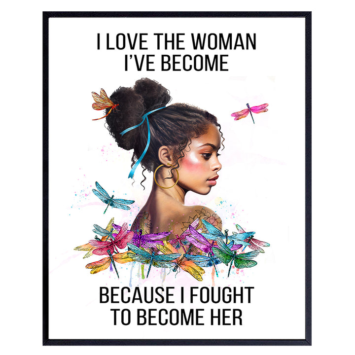 African American Women Motivational poster - Black Woman African Americans Wall Art - Inspiration Women’s Empowerment Positive Quotes for Living room Bedroom - Inspirational Boho Wall Decor UNFRAMED