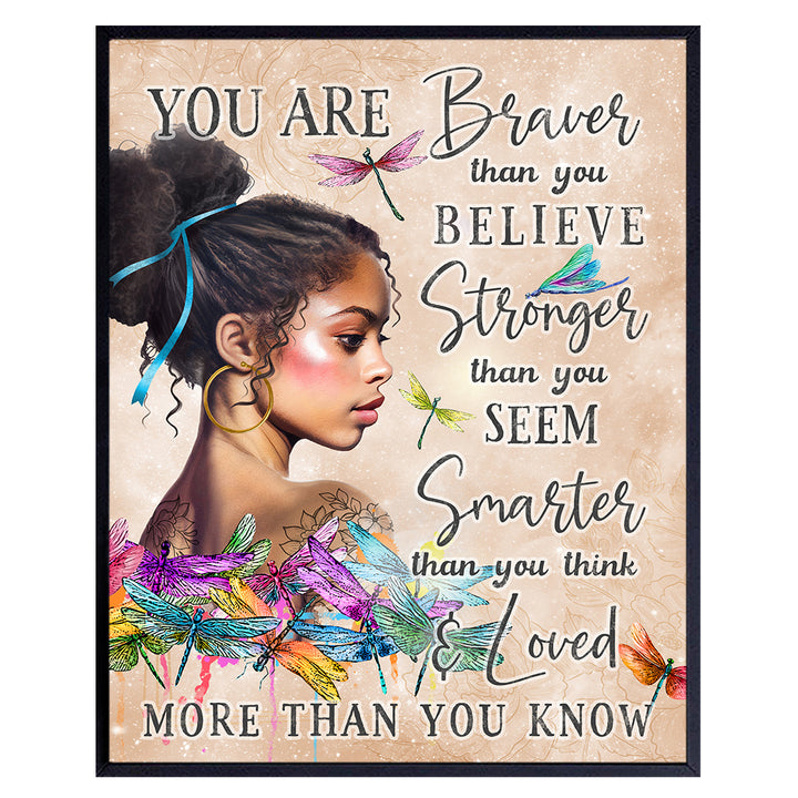 African Americans Inspirational Wall Art - Black Girl Magic Motivational Wall Decor - Black Girl Wall Art - Positive Quotes Wall Decor for Women Woman Teens - Daughter Gift - Bedroom Living room Home