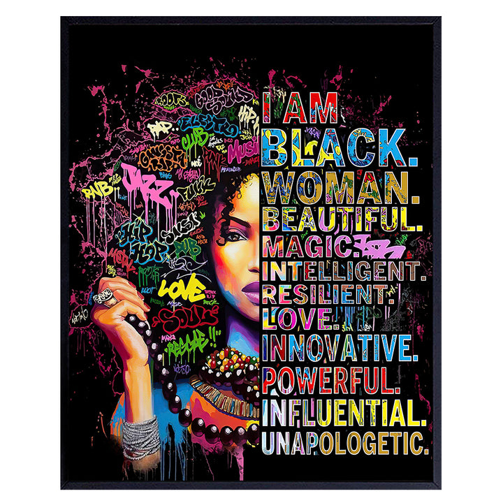 Black Wall Art - African American Wall Art - Black Woman Poster - African American Women, African American Woman, Black Women - Empowered Women - Motivational Wall Decor - Afro-American Wall Art