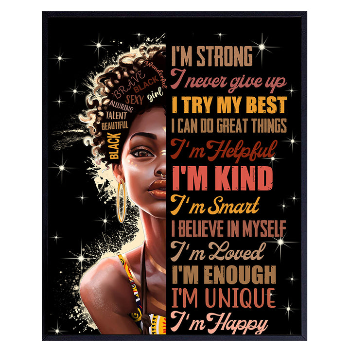 Black Art for African Americans - African American Wall Art Motivational poster - Afro Black Woman Gift - Black Girl Magic - Women's empowerment Saying - Inspiration Motivation Home Decor Poster