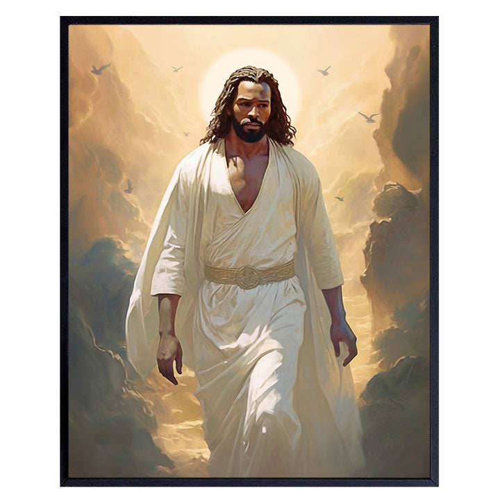 Jesus Wall Art for African Americans - Jesus Christ Poster - Inspiration Christian Wall Art & Decor for Black women, Black Men - Black pride African American Art - Black Art - Religious God Wall Decor