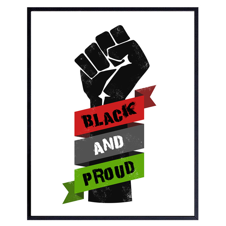 African American Wall Art - Black Art - African American Flag - Black Lives Matter Sign Poster - Black Pride - Black Culture - Civil Rights Afro American Wall Decor - Motivational Gift for Men, Women