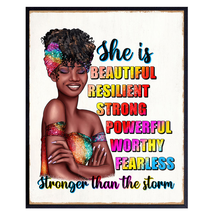 Black women Inspirational Wall Decor - Motivational Wall Art for Black Girl, Woman, Teen - Encouraging positive Quotes Wall Decor - Black Pride Women's Empowerment Affirmations for African Americans