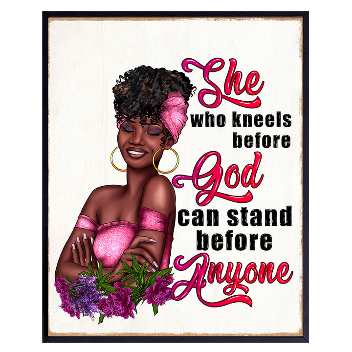 Black Girl Christian Wall Decor - Bible Verse Christian Gifts for African Americans - Religious Wall Art for Women - Jesus Poster for Black Women, Woman - spiritual Gifts, Scripture, Psalms, Prayer