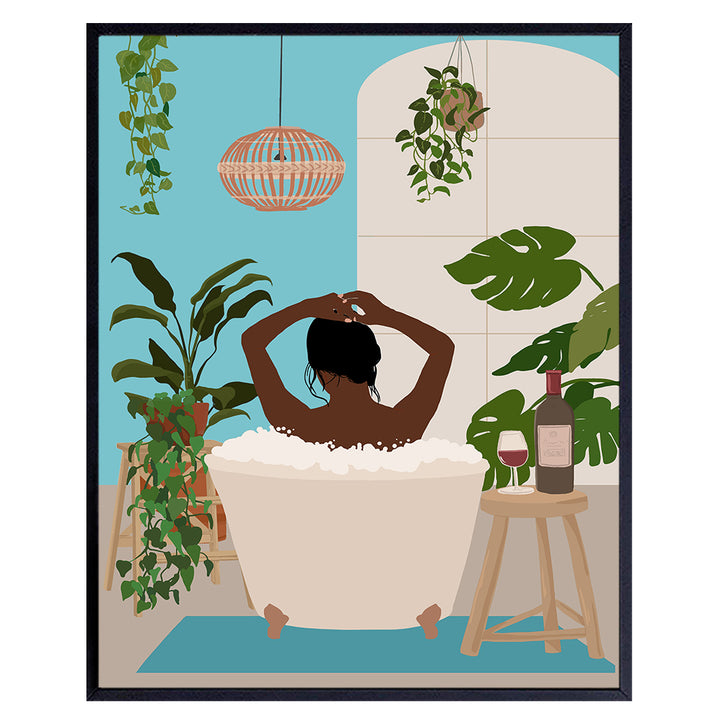 African American Bathroom Decor - Teal Blue Bathroom Decorations, Accessories - African American Woman - African American Wall Art - Blue Decor - Black Women - Black Culture - Black Wall Art