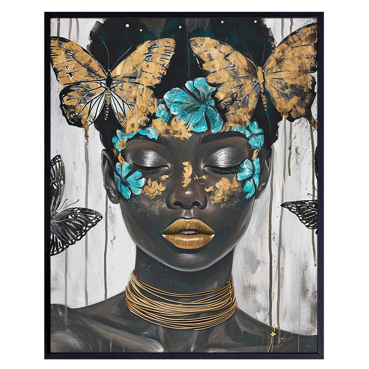 Black Girl African American Wall Art - Black and Gold Wall Decor - Black pride Poster - Black Girl Magic - African American Wall Decor - Black women Woman - Chic Home Decor, Glam Living room Decor