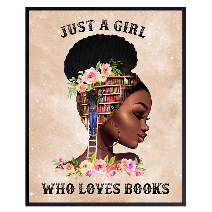 Black Girl Classroom Decor - Motivational Wall Decor - Inspirational Black Wall Art for Women Teen - Women's empowerment, positive Mindset Black Pride - Book Wall Art Posters for Women - Teacher Gifts