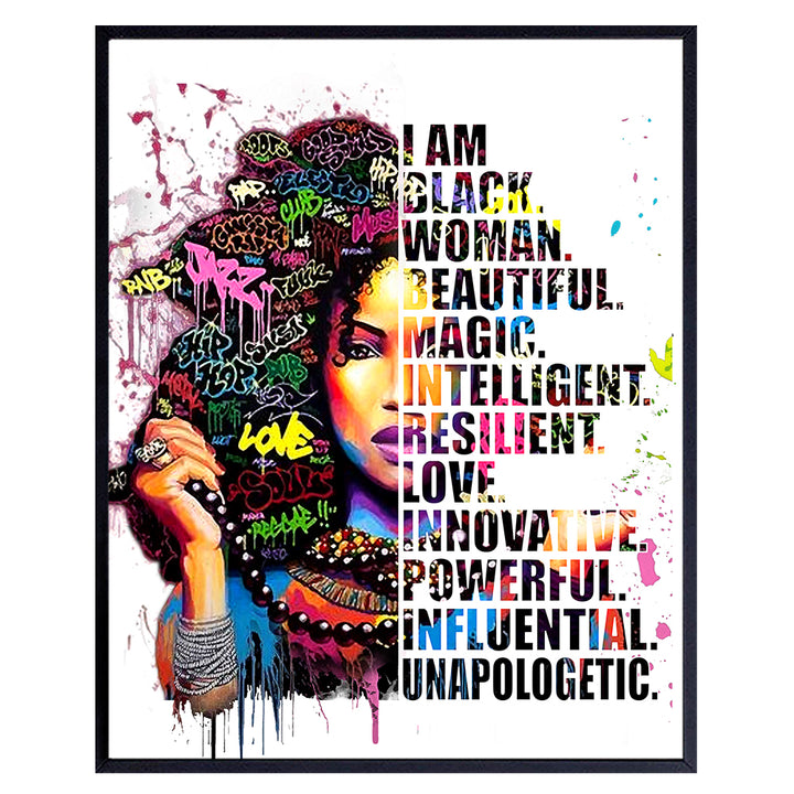 African American Wall Art - Afro-American Culture - Black Wall Art - Black Woman Poster - African American Women, Girls Gifts - Positive Affirmations - Uplifting Motivational Inspirational Sayings