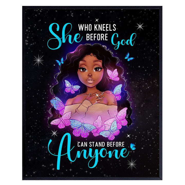 Black Girl Magic Wall Art Poster for Religious Black women, African Americans - Christian Wall Art - spiritual Wall Decor - God Wall Decor - Inspirational Saying Wall Decor - Girls Bedroom Decor 8x10