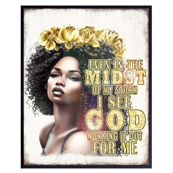 African Americans Inspirational quote - Black women Christian Art - Black Girl spiritual Gifts - Faith God Wall Decor - African American Wall Art - positive Quotes Inspiration Saying - religious Decor