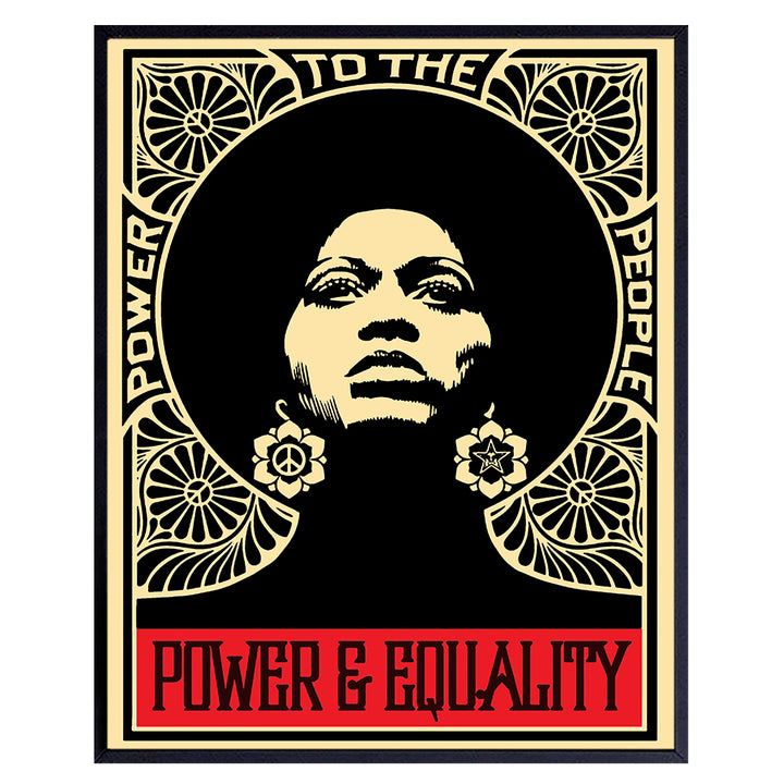 African American Wall Art & Decor - Black Culture - Power to The People - Black Art - Black Pride Poster - Black Lives Matter Sign - Gifts for African American Women, Men, Girl, Boy - Classroom Decor