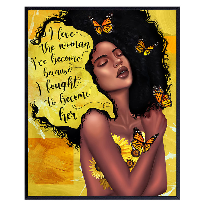 African American Wall Art & Decor - Afrocentric Wall Art - Black Art - Inspirational Wall Art Sayings - Positive Quotes Wall Decor- Encouragement Gifts for Women Girls Teens - Motivational Posters