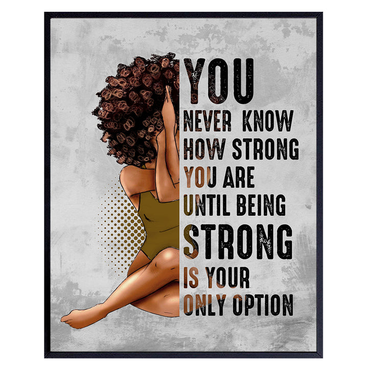 Inspirational African American Wall Art & Decor - Black Art - Encouragement Gifts for Women Woman - Uplifting Positive Quotes - Afro Girl - Motivational Posters - Bedroom Living Room Home Office