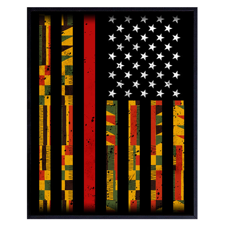 African American Pride Kente Flag - 8x10 Photo Poster - Patriotic Gift for Teacher, Civil Rights, Black Lives Matter Fans - Unique Classroom Wall Art - Unframed Picture Print