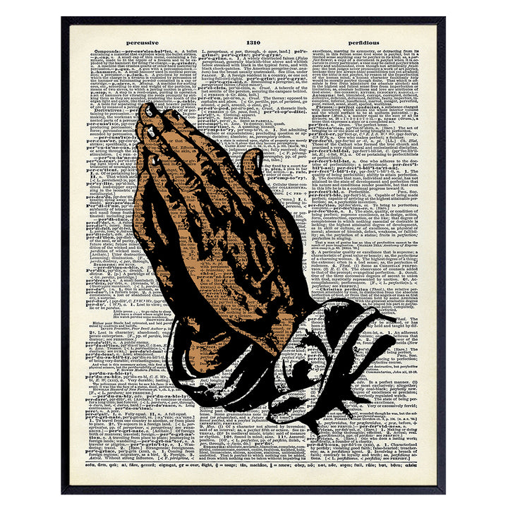 African American, Black Hands in Prayer, Christian Dictionary Art - 8x10 Photo, Religious Wall Decor - Unframed Poster Picture Print