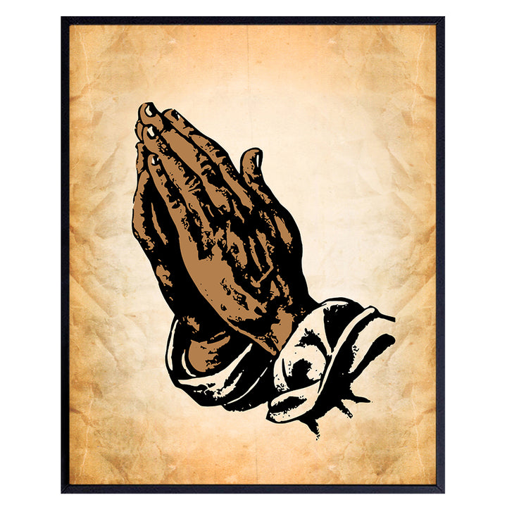 Black, African American Hands in Prayer Religious Dictionary Art - 8x10 Photo, Christian Wall Decor for Church - Unique Appreciation Gift for Pastor, Ordained Minister - Unframed Poster Picture Print