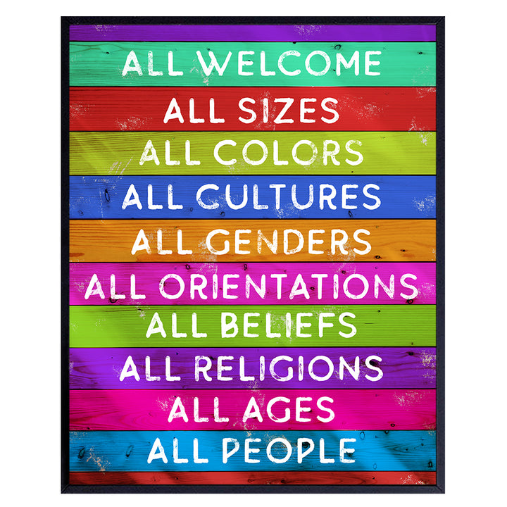 Welcome Sign - Liberal Wall Decor - Gift for LGBTQ, Queer, Gay, Bi, Lesbian, African American, Black, Latino, Democrats -Plaque Art Decoration Poster - Home, Office, Store, Bar -Unframed