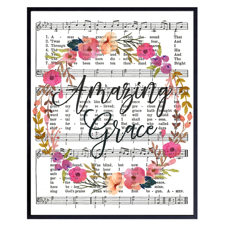 Amazing Grace Sheet Music - Amazing Grace Quote - Music Wall Decor - Music Wall Art - Inspirational Wall Art - Religious Gifts - How Sweet The Sound - Christian Wall Decor