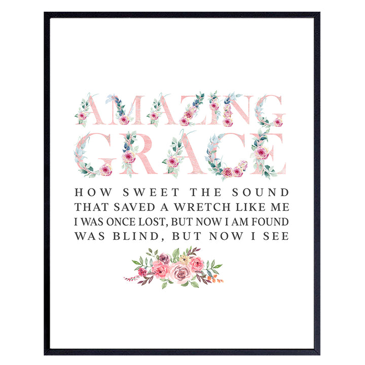 Amazing Grace Wall Art & Decor - Positive Quotes Wall Decor - Encouraging Gifts for Women - Faith Wall Art - Christian Motivational poster - God Wall Decor - Inspiration Wall Sayings - Religious Gifts