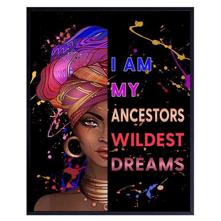 Motivational Black Art Wall Decor - African American Art - Inspirational Quotes Wall Art for Black Woman Women Girls Bedroom Teens Room Living Room Office - Afro American Gifts - Afrocentric Poster