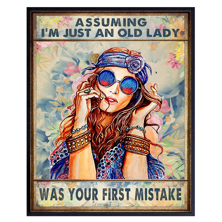 Assuming I'm Just An Old Lady LARGE 11x14 Wall Art - Boho Wall Art - Boho-chic Bohemian Hippie Room Decor - Funny Birthday Decorations Poster - Gift for Grandmother Grandma Granny Women 11x14 UNFRAMED