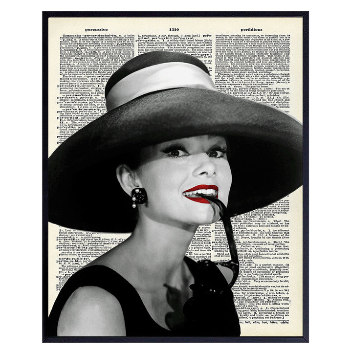 Audrey Hepburn Dictionary Wall Art - 8x10 Glam Photo Picture - Chic Unique Gift for Vintage Hollywood Movie Fans - Unframed Poster Print Home Decor, Room Decoration