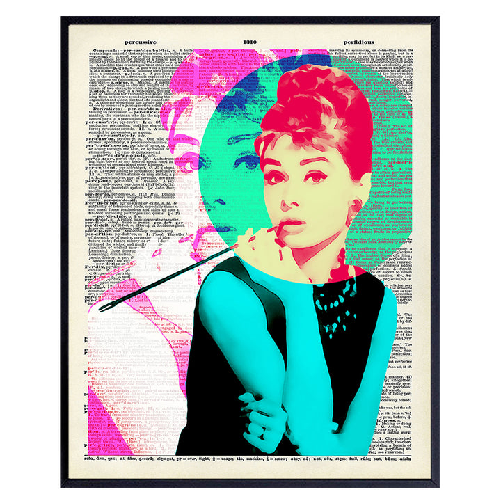 Audrey Hepburn Wall Art - Audrey Hepburn Poster - Modern Contemporary Pop Art Print - Contemporary - Chic Home Decor for Bedroom, Living Room, Office, Girls, Teens Room, Dorm - Gift for Women, 8x10