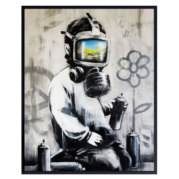 Banksy Urban Street Mural 8x10 Wall Decor Picture - Contemporary Modern Art Graffiti Decoration for Home, Apartment, Office, Bedroom, Dorm, Living Room - Gift for Women, Teens