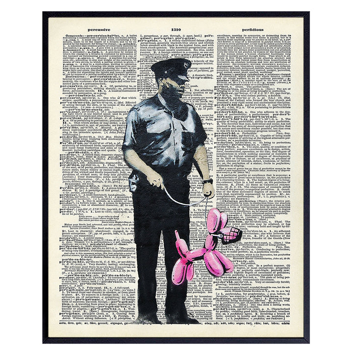 Banksy Street Art Wall Decor Picture - Upcycled Graffiti for Bedroom, Bathroom, Kids Room - Gift for Contemporary, Modern Art Fans, Dog Lovers, Policemen, Police, Law Enforcement - 8x10 Poster Print