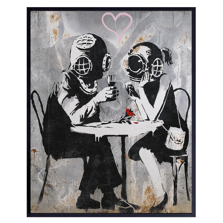 Banksy Graffiti Home Decor 8x10 Picture - Romantic Contemporary Wall Decoration for Home, Apartment, Living Room, Bedroom - Gift for Modern Street Art Mural Fans, Anniversary, Wife, Women