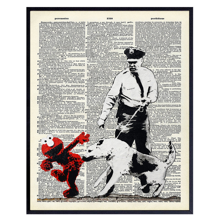 Police Dog Graffiti Street Art Wall Decor - 8x10 Law Enforcement Poster, Home Decoration for Bedroom, Living Room, Office - Cool Original Unique Gift for Men, Boys, Teens - UNFRAMED Funny Print