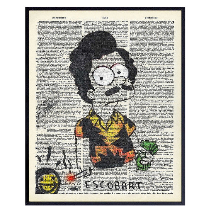 Pablo Escobar Graffiti Street Art - Dictionary Wall Art Print - 8x10 Photo Picture - Funny Gift or Home Decor for Banksy Fans, Men, Boys, Teens Bedroom, Dorm - Unframed Poster